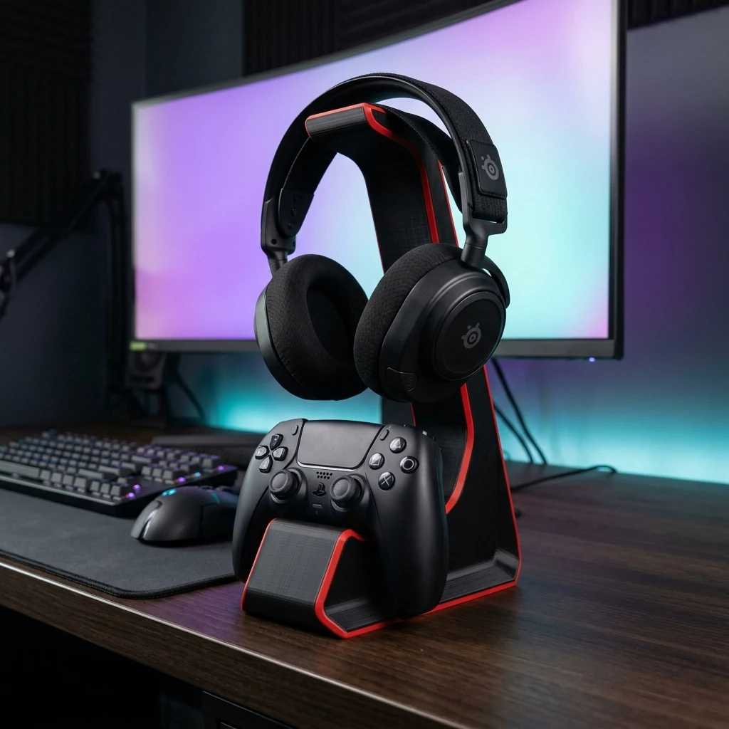Dual Gaming Headset & PS5/Xbox Controller Stand